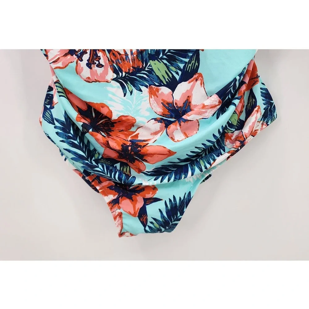 New NWT Catherines Floral One-Piece Ruffle‎ Front Flattering Swimsuit Size 22